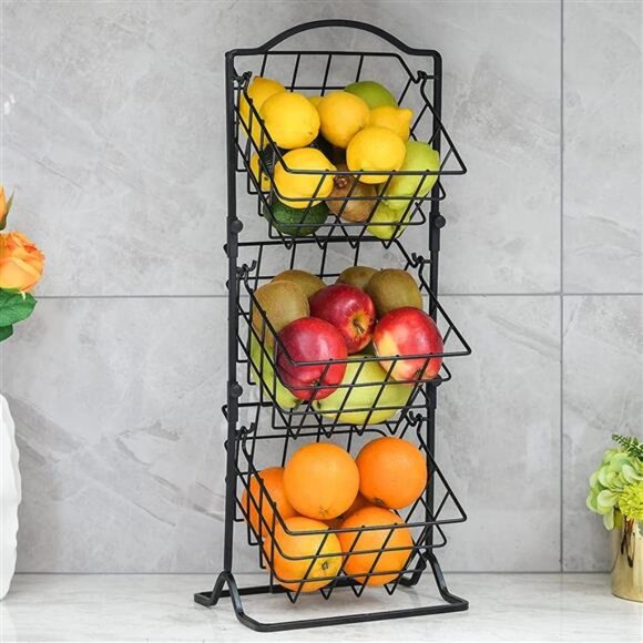 3-Tier Fruit Basket Fruit Bowl for Kitchen Counter - Fruit Holder Produce Basket